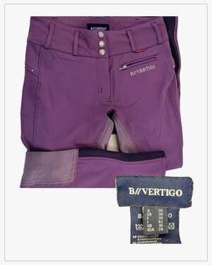 B Vertigo Women's Full Suede Seat Breeches in Deep Purple size 24”